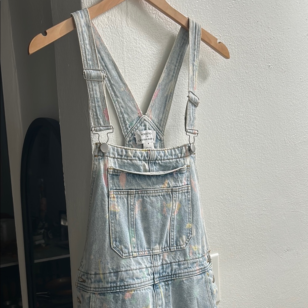 Light Wash Denim Overalls with Pastel Accents